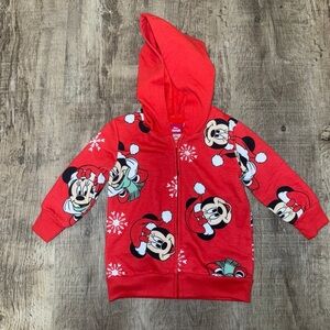 Disney Red Kids Hoodie with Mickey and Minnie Print